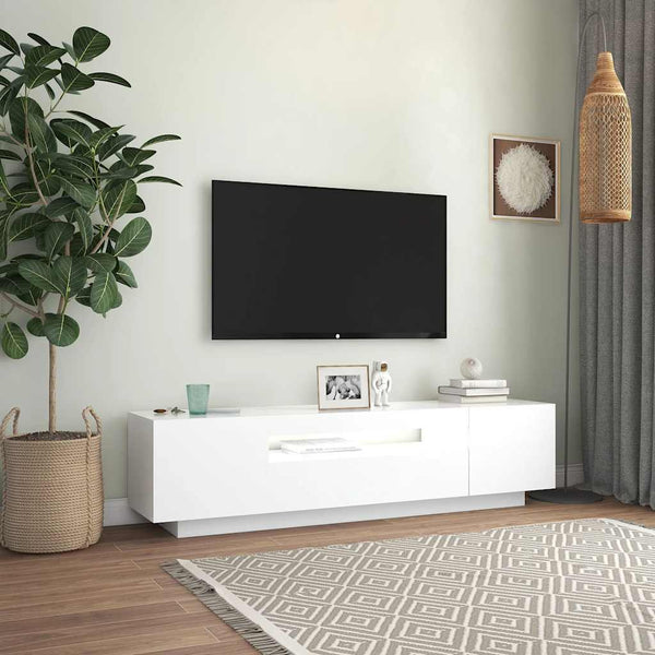 Valkoinen tv-taso led-valoilla Filantropia 160x35x40cm