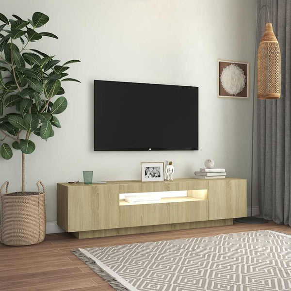 Sonoma tammi tv-taso led-valoilla Filantropia 160x35x40cm