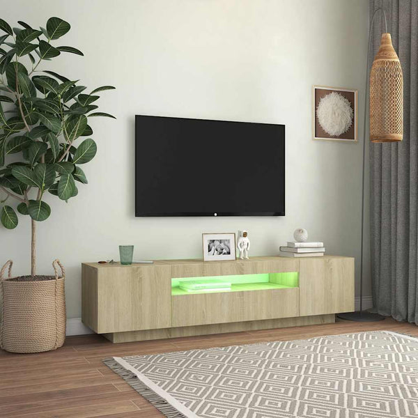 Sonoma tammi tv-taso led-valoilla Filantropia 160x35x40cm