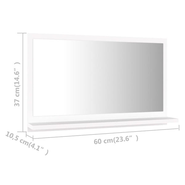 Valkoinen kylpyhuonepeili Jiiajing 60x10,5x37cm (lastulevy)