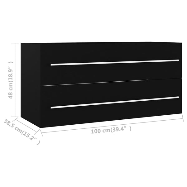 Schwarzer Waschtischunterschrank Sydnee 100x38,5x48cm (Holz)