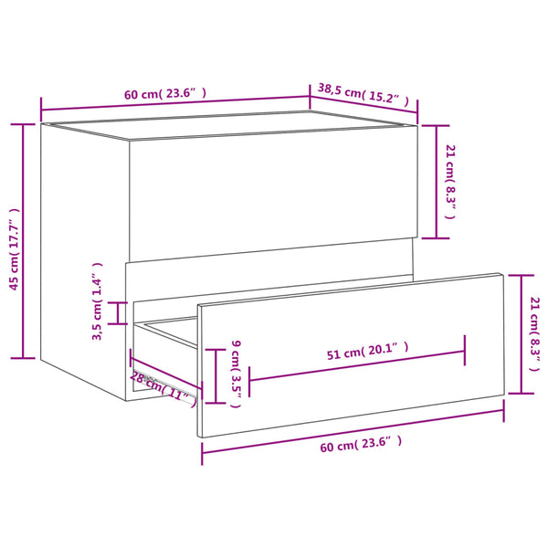 Waschtischunterschrank Portaru 60x38x45cm (Holz)