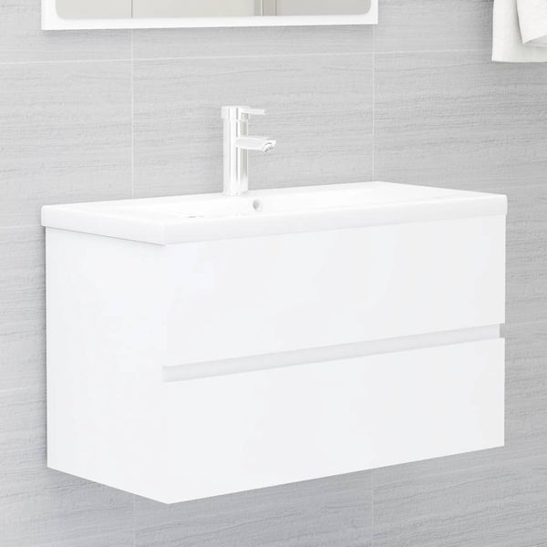 Weißer Waschbeckenunterschrank Portaru 80x38,5x45cm (Holz)