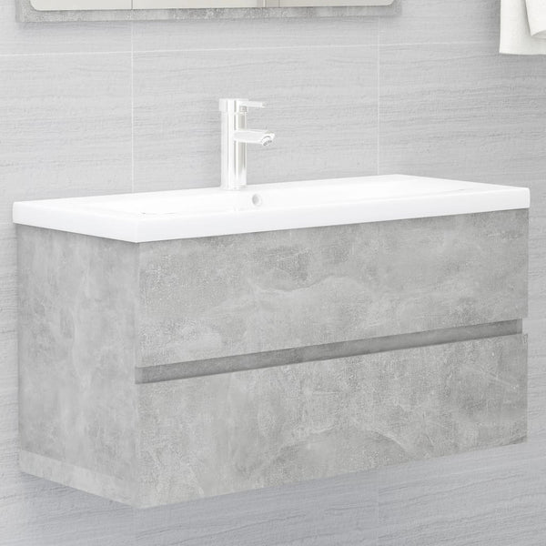Betongrauer Waschtischunterschrank Patriciu 90x38,5x45cm (Holz)