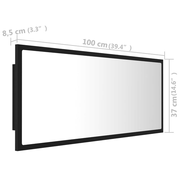 Schwarzer LED-Badezimmerspiegel Destiny 100x8,5x37cm (Acryl)