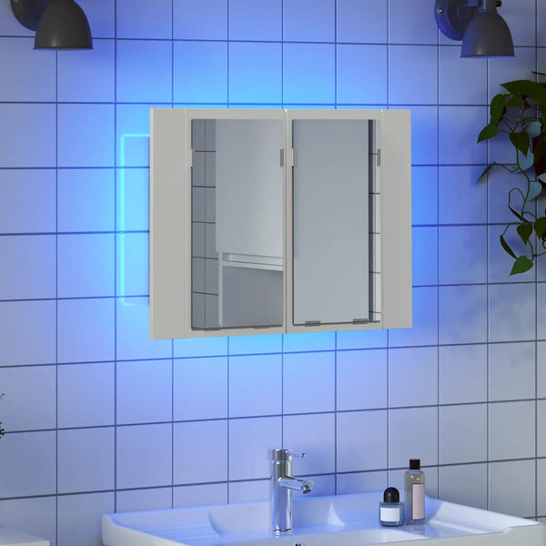 Valkoinen kylpyhuoneen led peilikaappi Cinoneva 60x12x45cm (akryyli)
