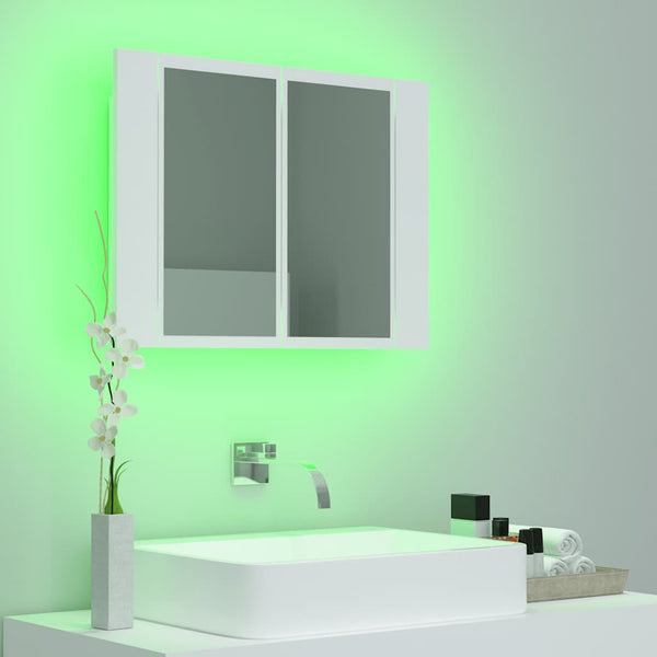 Valkoinen kylpyhuoneen led peilikaappi Cinoneva 60x12x45cm (akryyli)