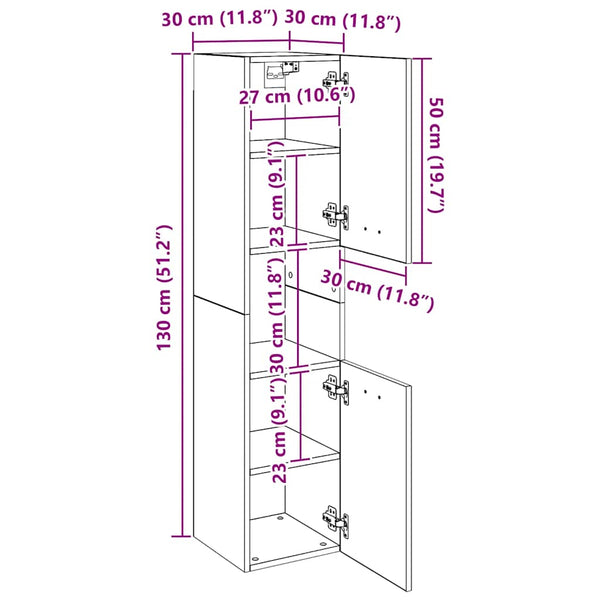 Schwarzer Badezimmerschrank Anghil 30x30x130cm (Holz)