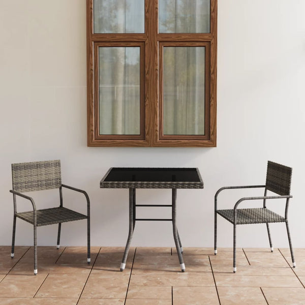 Anthrazit/graue Gartensitzgruppe Toadere, 3-teilig (Polyrattan)
