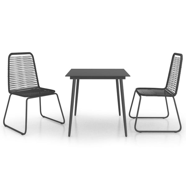 Schwarze Essgruppe Bretotean, 3-teilig (PVC-Rattan)
