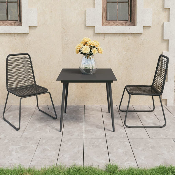 Schwarze Essgruppe Bretotean, 3-teilig (PVC-Rattan)