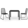 Schwarzes Garten-Essgruppe Ludmil, 3-teilig (PVC-Rattan)