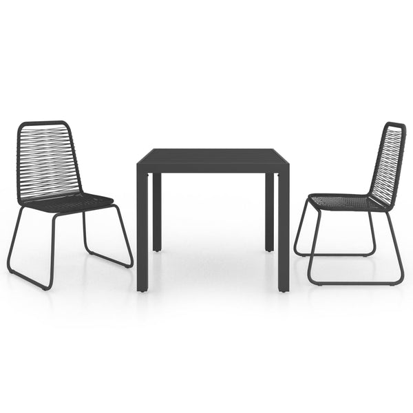 Schwarzes Garten-Essgruppe Ludmil, 3-teilig (PVC-Rattan)