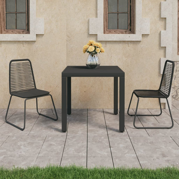 Schwarzes Garten-Essgruppe Ludmil, 3-teilig (PVC-Rattan)
