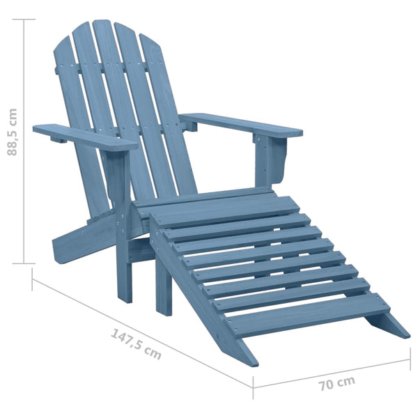 Blauer Adirondack-Gartenstuhl mit Hocker Decsuk (Fichte)