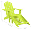 Grüner Adirondack-Gartenstuhl mit Hocker Decsuk Vollholz Fichte