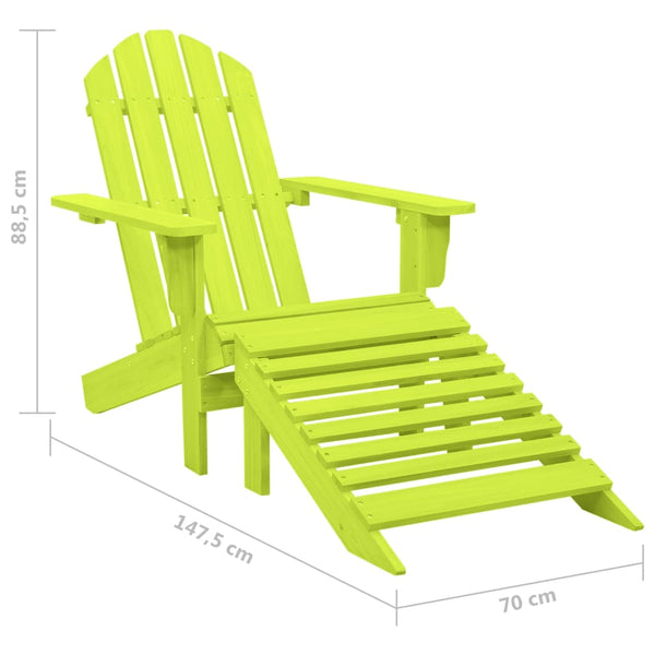 Grüner Adirondack-Gartenstuhl mit Hocker Decsuk Vollholz Fichte