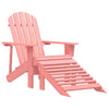 Pinkfarbener Adirondack-Gartenstuhl mit Fußstütze aus Fichtenholz