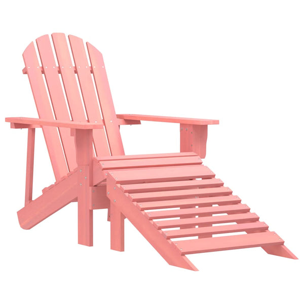 Pinkfarbener Adirondack-Gartenstuhl mit Fußstütze aus Fichtenholz