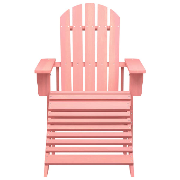 Pinkfarbener Adirondack-Gartenstuhl mit Fußstütze aus Fichtenholz