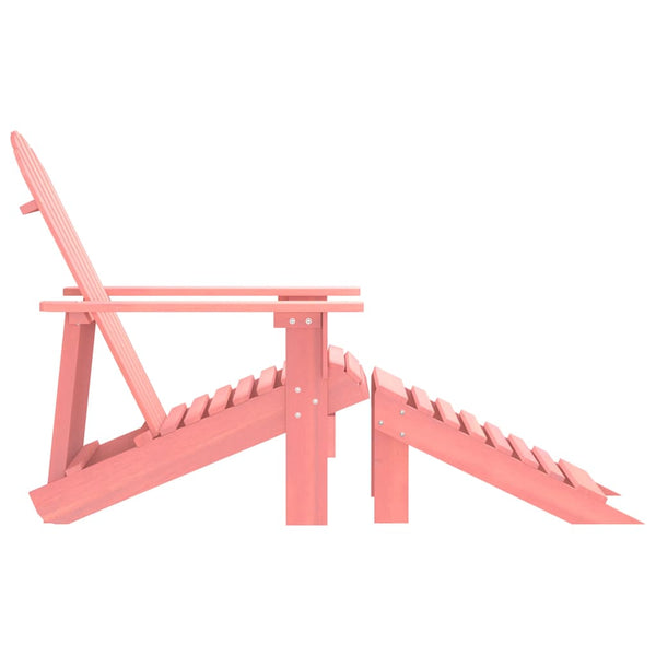Pinkfarbener Adirondack-Gartenstuhl mit Fußstütze aus Fichtenholz