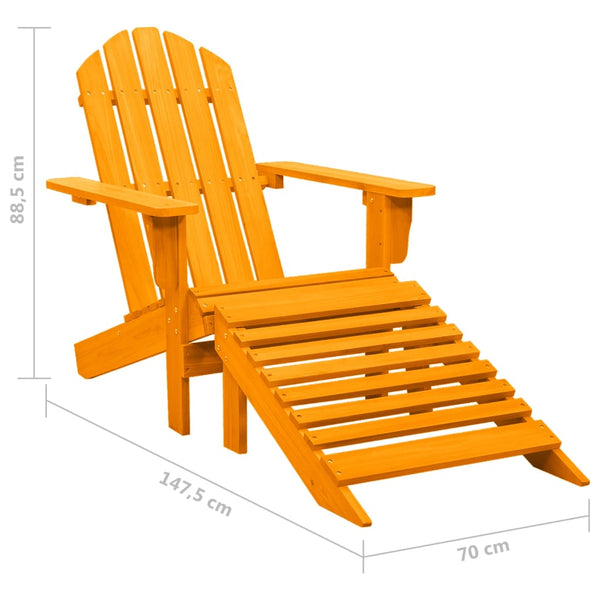 Oranger Adirondack-Gartenstuhl mit Hocker von Decsuk (sechs)