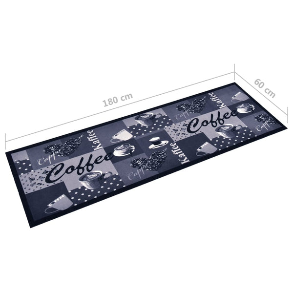 Blauer abwaschbarer Küchenteppich Bigan 60x180cm (Coffee)