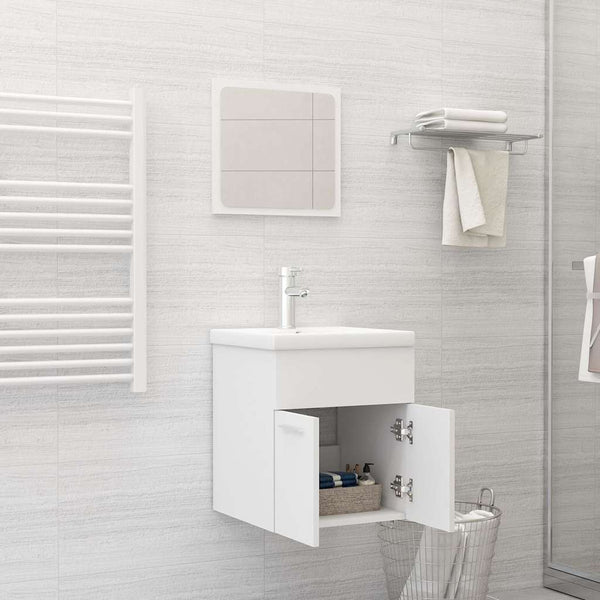 Weißes Badezimmermöbel-Set Dovi (2-teilig Spanplatte)