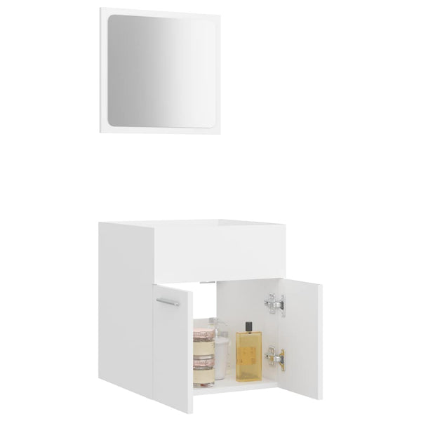 Weißes Badezimmermöbel-Set Dovi (2-teilig Spanplatte)