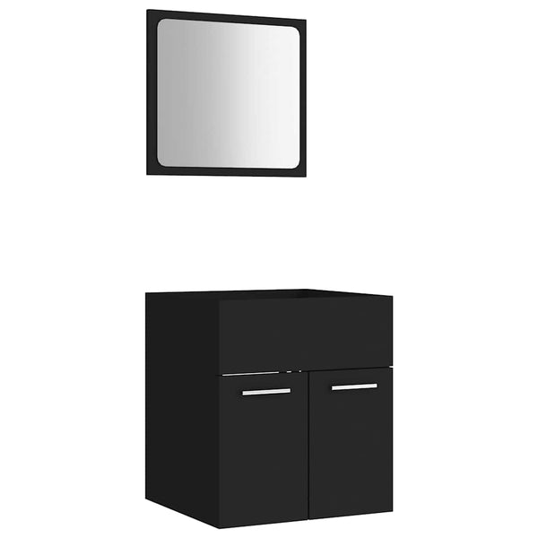 Schwarzer Badmöbel-Set Dovi 2-teilig (Spanplatte)