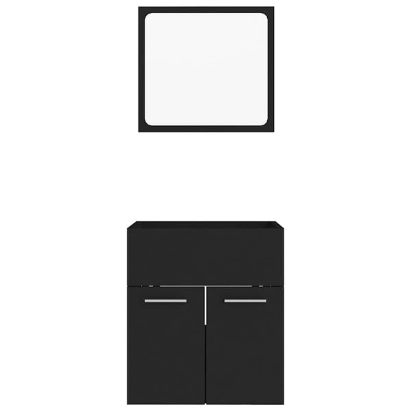 Schwarzer Badmöbel-Set Dovi 2-teilig (Spanplatte)