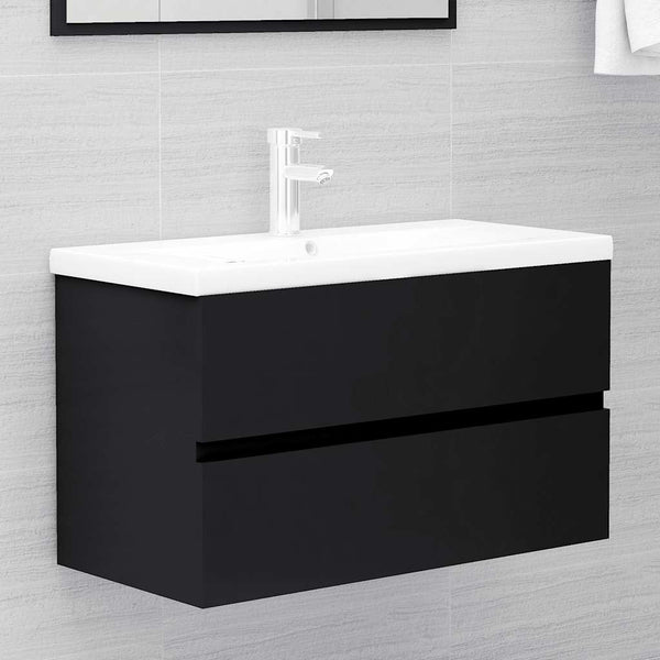 Badezimmermöbel-Set Arames schwarz (2-teilig, Holz)