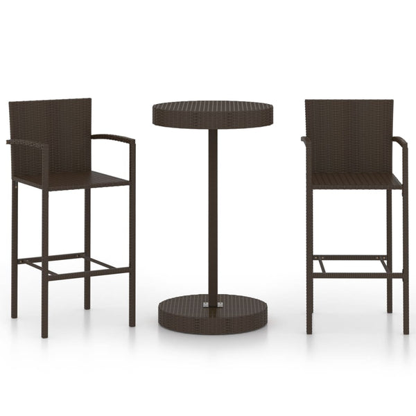 Braune Outdoor-Bar-Set Ulises 3-teilig (Polyrattan)