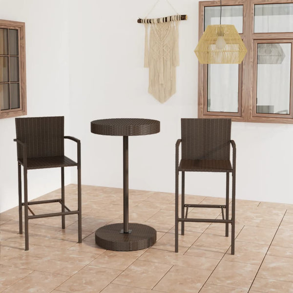 Braune Outdoor-Bar-Set Ulises 3-teilig (Polyrattan)