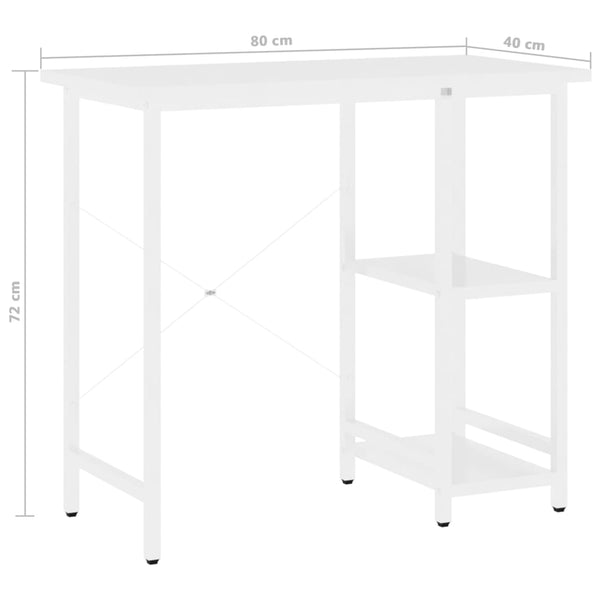 Valkoinen tietokonepöytä Toedor 80x40x72cm (mdf/metalli)