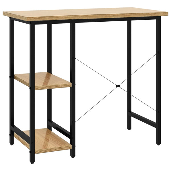 Schwarz-heller Eichenholz Schreibtisch Toedor 80x40x72cm (MDF/Metall)