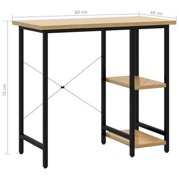 Schwarz-heller Eichenholz Schreibtisch Toedor 80x40x72cm (MDF/Metall)
