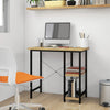 Schwarz-heller Eichenholz Schreibtisch Toedor 80x40x72cm (MDF/Metall)