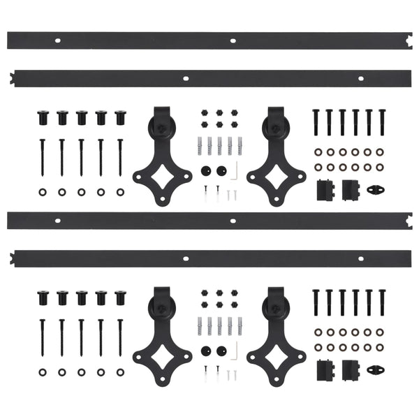 Schwarzes Schiebetür-Montageset Pahonia 200 cm (2 St.)