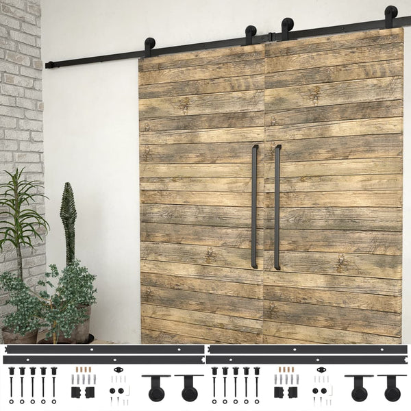 Schwarzes Schiebetür-Montageset Nichiforos 183cm (2 St.)