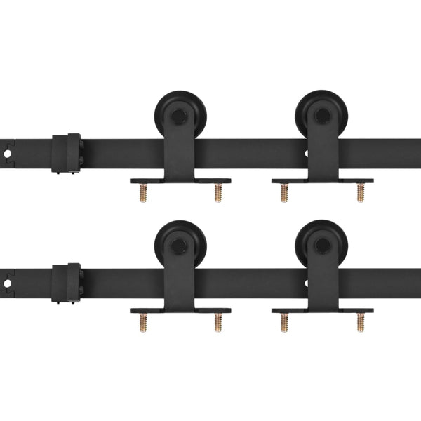 Schiebetürbeschlagset Nichiforos 200 cm, schwarz (2 Stk.)