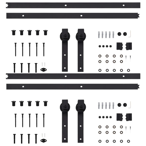 Schwarzes Schiebetür-Montageset Exevie 183cm (2 Stück)