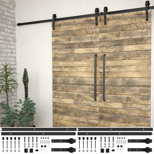 Schwarzes Schiebetür-Montageset Exevie 183cm (2 Stück)