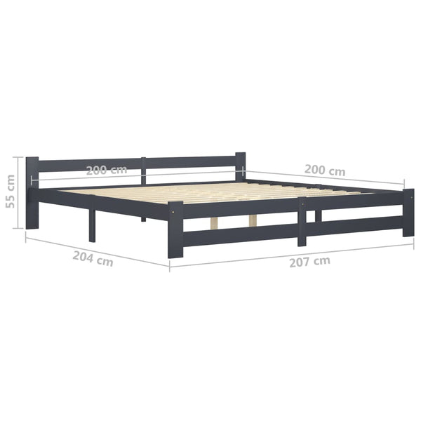 Dunkelgraues Bettgestell Carani 200x200cm (Kiefer)