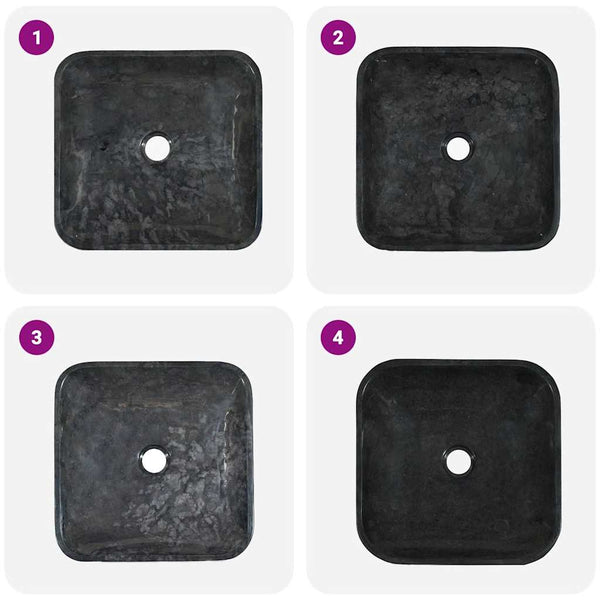 Schwarzes Waschbecken Borigyuri 40x40x10cm (Marmor)