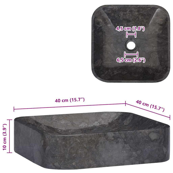 Schwarzes Waschbecken Borigyuri 40x40x10cm (Marmor)