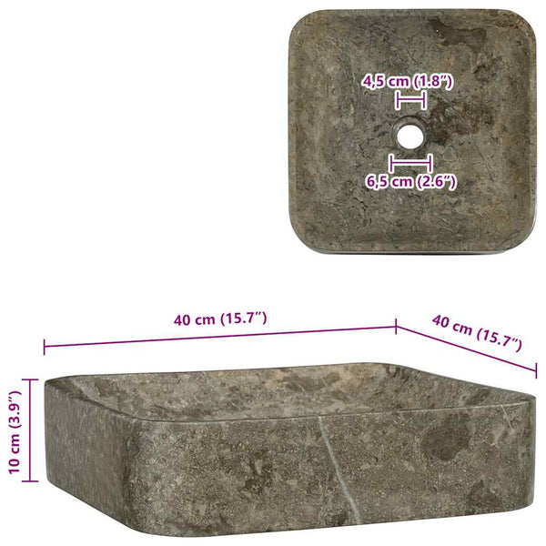 Graues Waschbecken Borigyuri 40x40x10cm (Marmor)