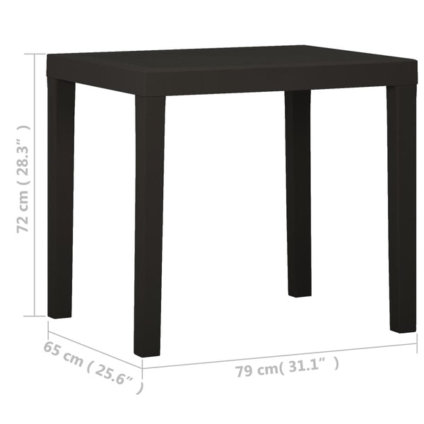 Anthrazitfarbener Gartentisch Bernardo 79x65x72cm (Kunststoff)