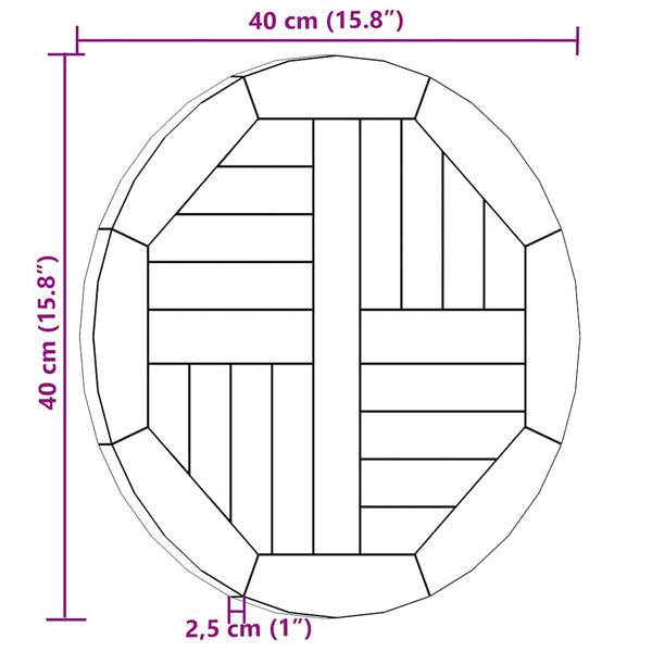 Tischplatte Leba 2,5cm 40cm (Teak rund)