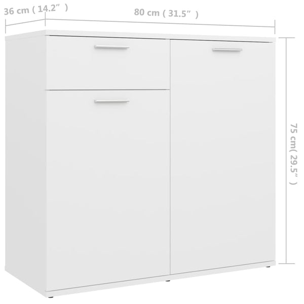 Weißes Sideboard Bayko 80x36x75cm (Holz)